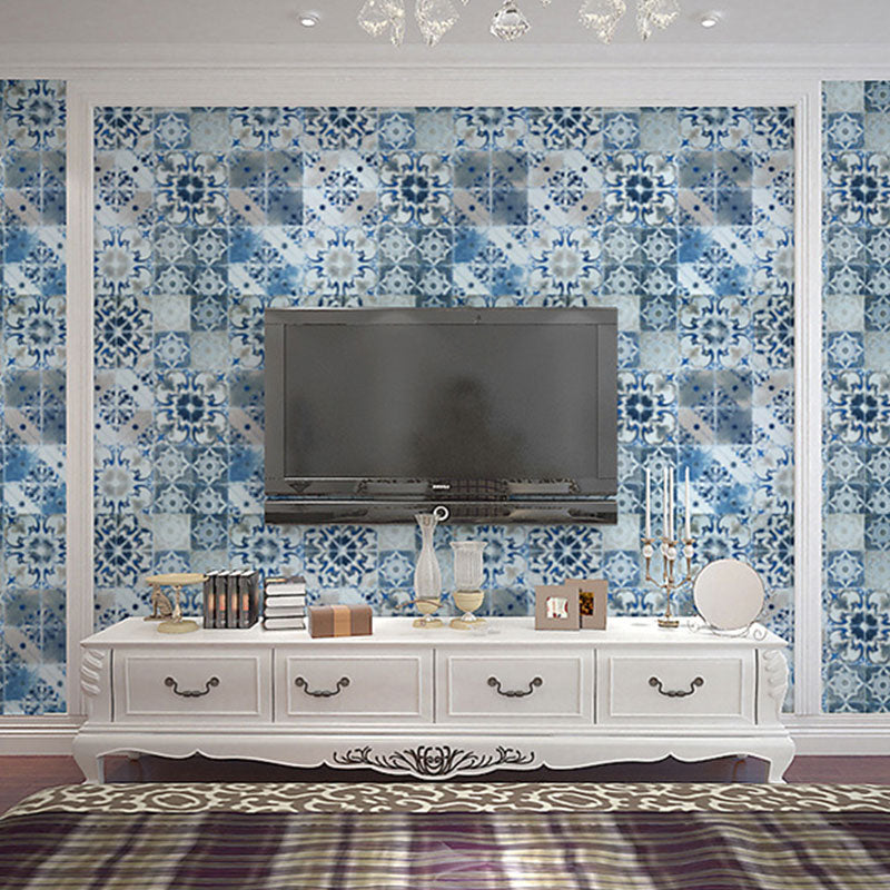 Frendorf | 3D Mediterraan Tegel Behang Klassiek Elegant Blauw en Wit Boho Stijl Zelfklevende Muurdecoratie, Makkelijk te Verwijderen