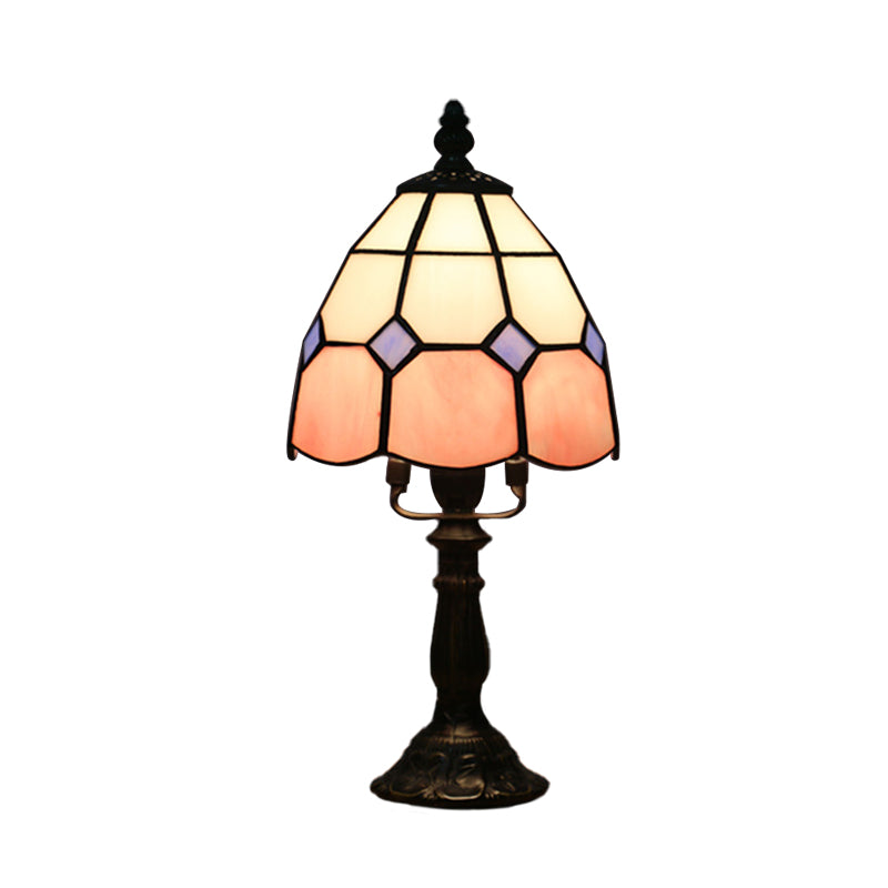 Schnittglas-Raster-Dom-Nachtbeleuchtung Tiffany-Stil 1 Licht Rot/Pink Nachttischlampe für das Bettseits