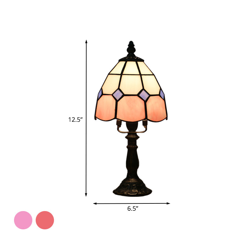 Schnittglas-Raster-Dom-Nachtbeleuchtung Tiffany-Stil 1 Licht Rot/Pink Nachttischlampe für das Bettseits