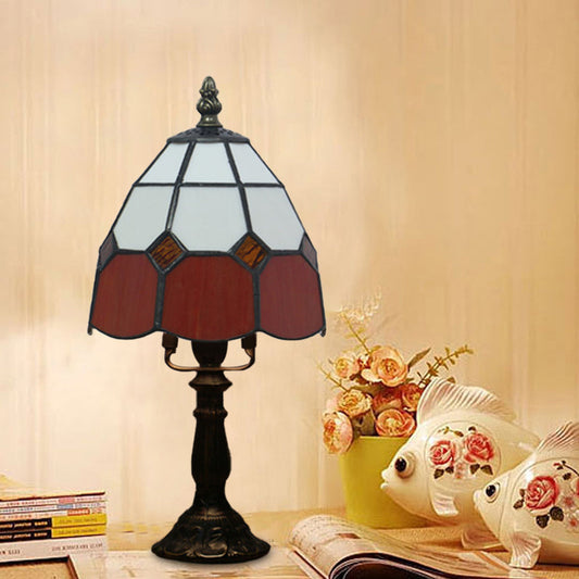 Schnittglas-Raster-Dom-Nachtbeleuchtung Tiffany-Stil 1 Licht Rot/Pink Nachttischlampe für das Bettseits