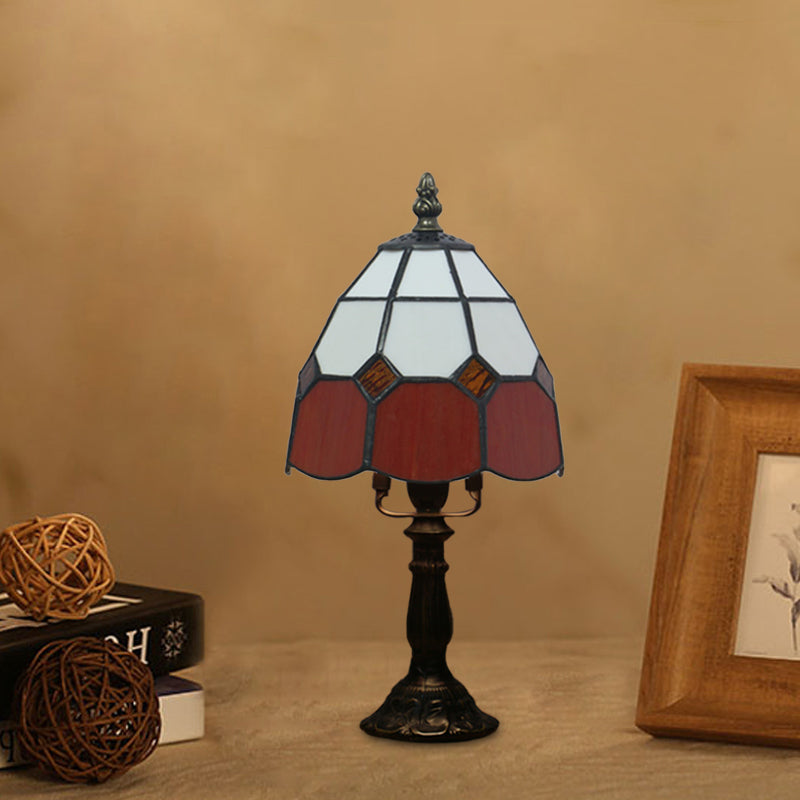 Schnittglas-Raster-Dom-Nachtbeleuchtung Tiffany-Stil 1 Licht Rot/Pink Nachttischlampe für das Bettseits