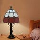 Schnittglas-Raster-Dom-Nachtbeleuchtung Tiffany-Stil 1 Licht Rot/Pink Nachttischlampe für das Bettseits