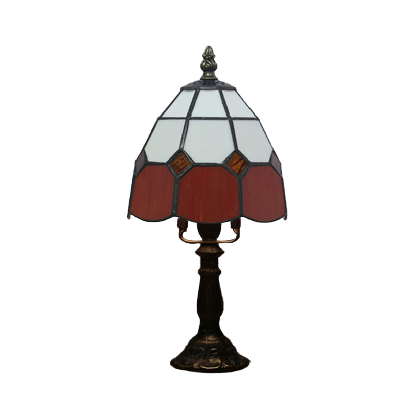 Schnittglas-Raster-Dom-Nachtbeleuchtung Tiffany-Stil 1 Licht Rot/Pink Nachttischlampe für das Bettseits