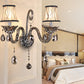 Frendorf | Rookgrijs kristallen bel wandlamp retro 1/2-bulb woonkamer wandlamp met stoffen kap