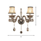 Frendorf | Rookgrijs kristallen bel wandlamp retro 1/2-bulb woonkamer wandlamp met stoffen kap