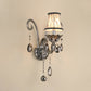 Frendorf | Rookgrijs kristallen bel wandlamp retro 1/2-bulb woonkamer wandlamp met stoffen kap
