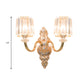 Frendorf | 2-Lamps Wandlamp Retro Cilinder Kristal Blok Wandverlichting in Goud met Gegraveerde Achterplaat