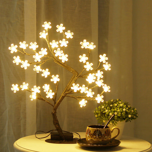 LED Schlafzimmer Nachttischlampe Art Deco Schwarze Nachttischlampe mit Kirschblüten Kunststoffschirm