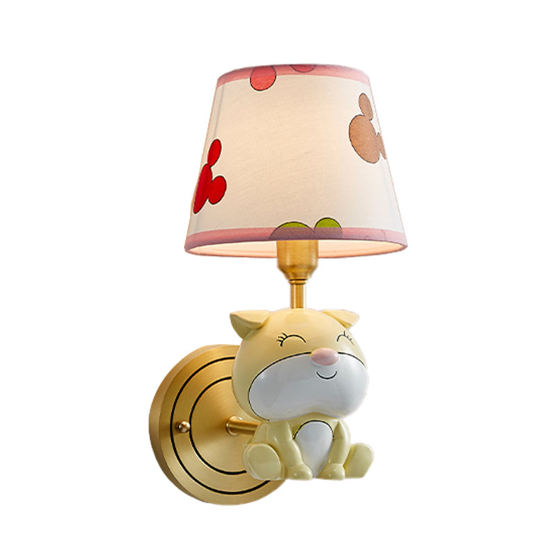 Frendorf | Gold Dog Wandlamp Sconces Cartoon 1-Lichts Resin Wandlamp Fixture met Verloopstof Kap