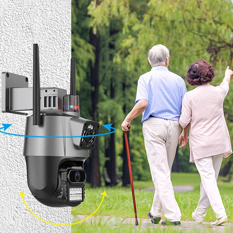 6MP 3K Dual-Lens PTZ WLAN-Kamera mit Nachtsicht, Bewegungsdetektion, Gegensprechanlage, Wiedergabe | ICSEE App Sicherheits-CCTV