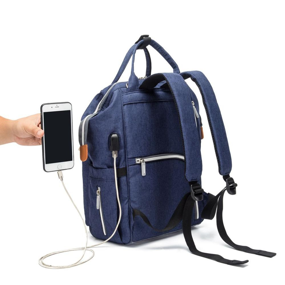Frendorf | Baby Wickelrucksack mit USB-Anschluss – Multifunktionaler Rucksack für Eltern