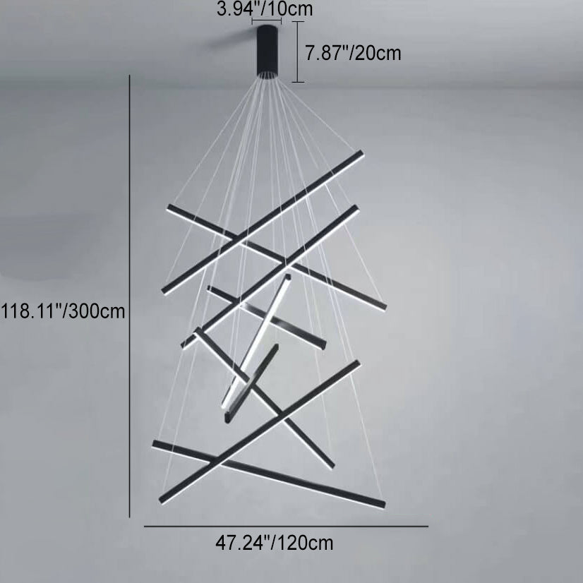 Frendorf | GeoLuma Nordic LED Kronleuchter | Geometrisches Linien-Design aus Eisen & Aluminium | 3-9 Flammen | Modern & Energieeffizient