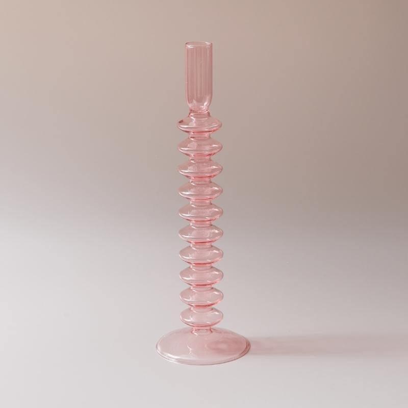 Frendorf | Rosivina Pink Glas Kerzenhalter & Vasen Set | Elegantes Design | Vielseitige Tischdekoration
