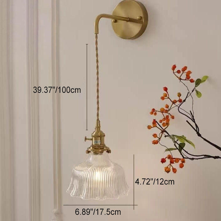 Frendorf | Florabelle Nordic Wandlampe | Minimalistisches Blütendesign | Kupfer & Glas | 1-flammig | Dekorative Beleuchtung