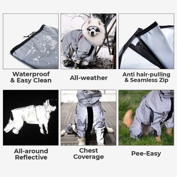 Frendorf | Hunderegenmantel mit Beinen - Wasserdichte Hundejacke für kleine und große Rassen | UK Gemütliche Winterbekleidung