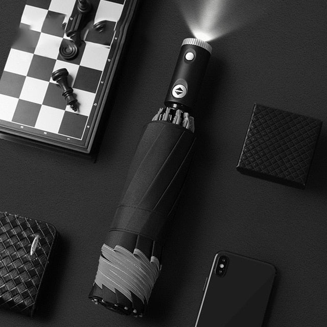 Frendorf | Automatischer Umkehr-LED-Licht faltbarer Regenschirm