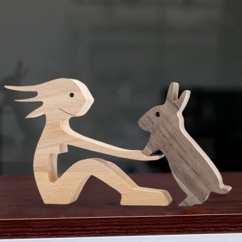 Frendorf | Geschenk für Tierliebhaber - Holzskulptur Tischornamente - Die Liebe zwischen Ihnen und Ihrem pelzigen Freund