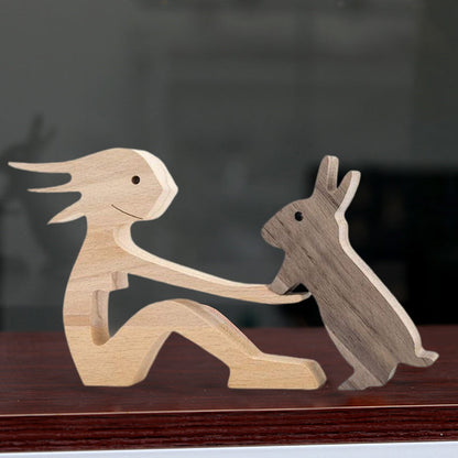Frendorf | Geschenk für Tierliebhaber - Holzskulptur Tischornamente - Die Liebe zwischen Ihnen und Ihrem pelzigen Freund