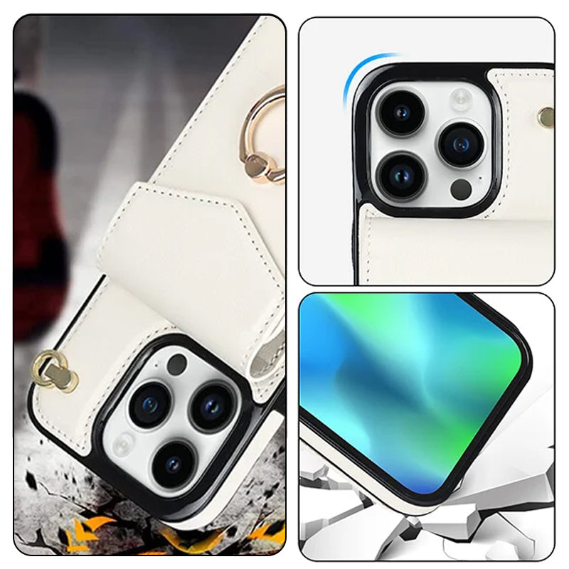 Frendorf | Leder Geldbörse Hülle mit Ring & Lanyard für iPhone