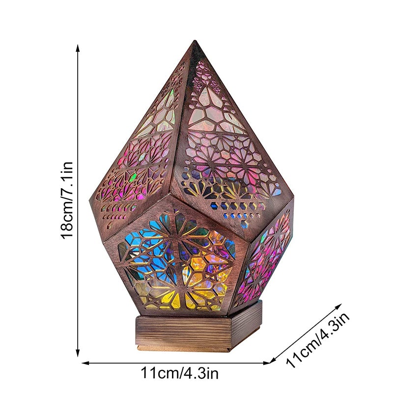 Frendorf | Bohemian Polar Star Holz Stehlampe, LED Bunter Stern Projektor