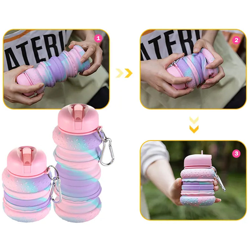 Frendorf | FlexiSip Faltbare Wasserflasche aus Silikon | BPA-frei & Auslaufsicher | Perfekt für Reisen & Sport