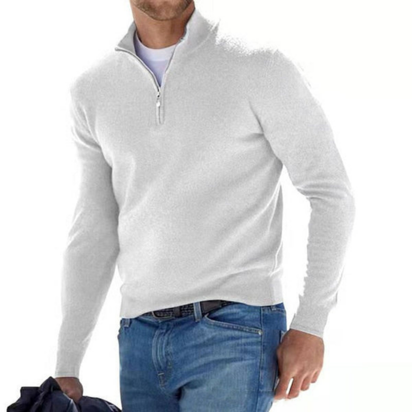 Frendorf | Pullover aus Merino mit V-Ausschnitt und Reißverschluss.