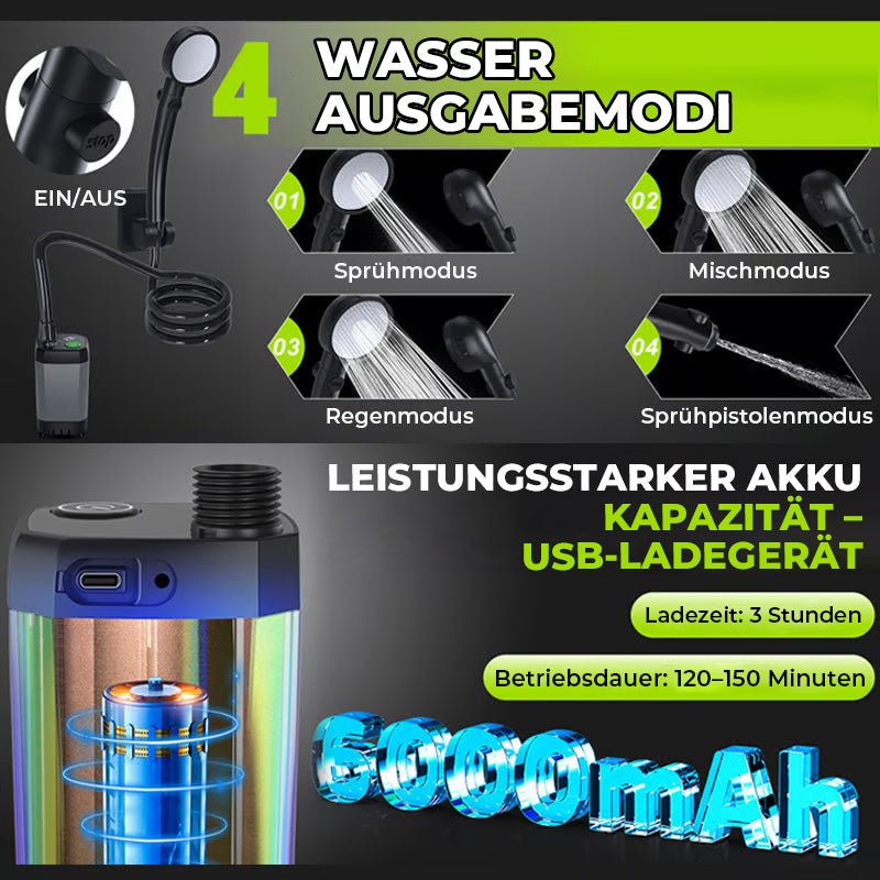 Frendorf | Tragbare, wiederaufladbare Camping-Duschpumpe