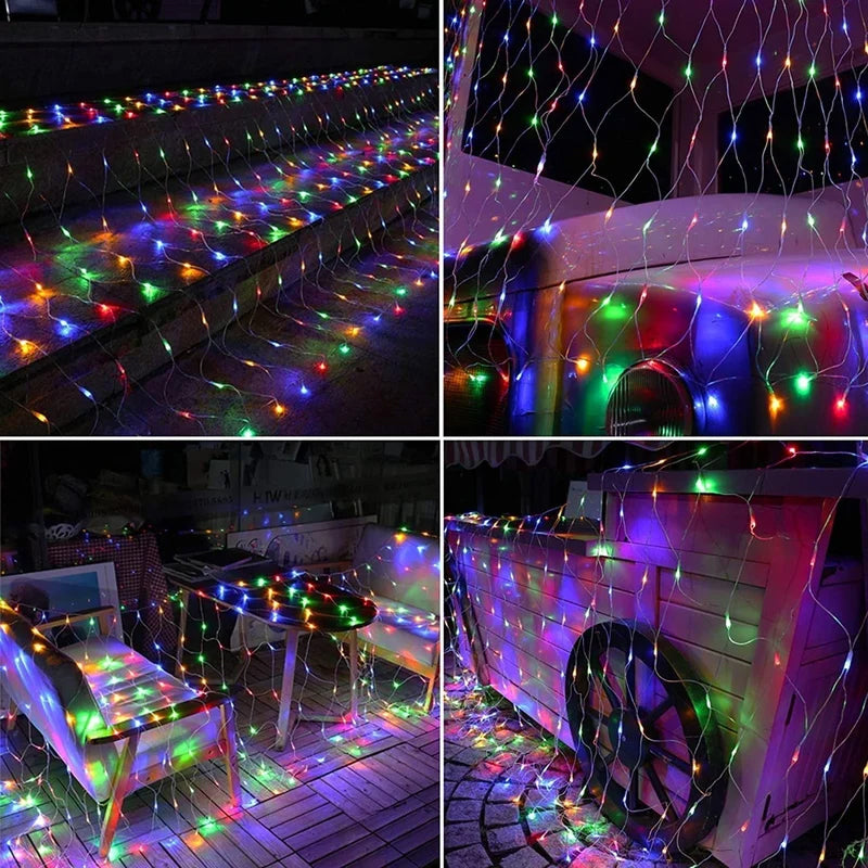 Frendorf | SolarNet Glow Outdoor LED Lichterkette | Fischnetz Design | Solarbetrieben | Stimmungsvolles Licht für Garten und Balkon