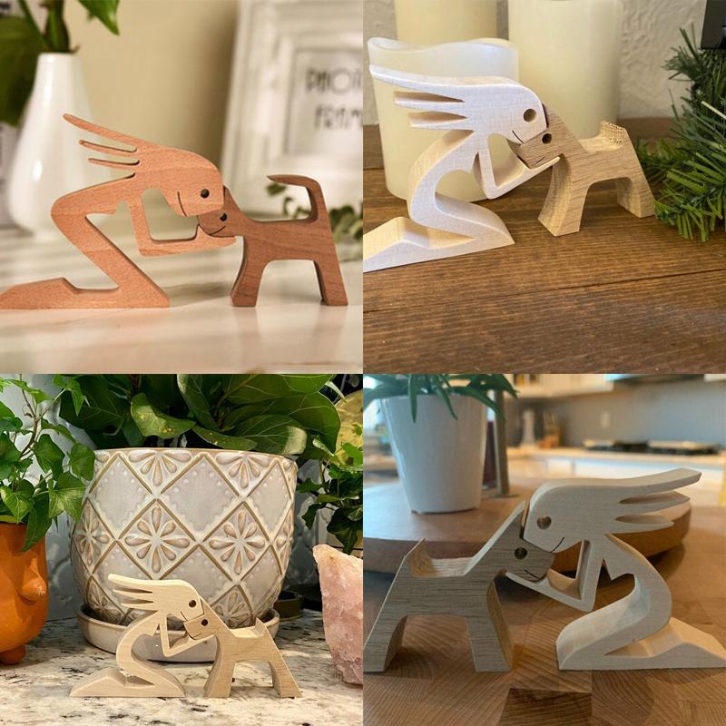 Frendorf | Haustierliebhaber Geschenke Holzskulptur Familie & Welpe Holzhandwerk Tischornamente