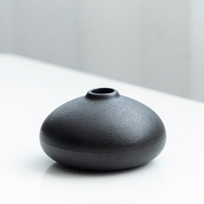 Frendorf | ObsidianWave Strukturierte Keramikvasen in Nacht-Schwarz | Modernes Design | Perfekte Dekoration für Zuhause