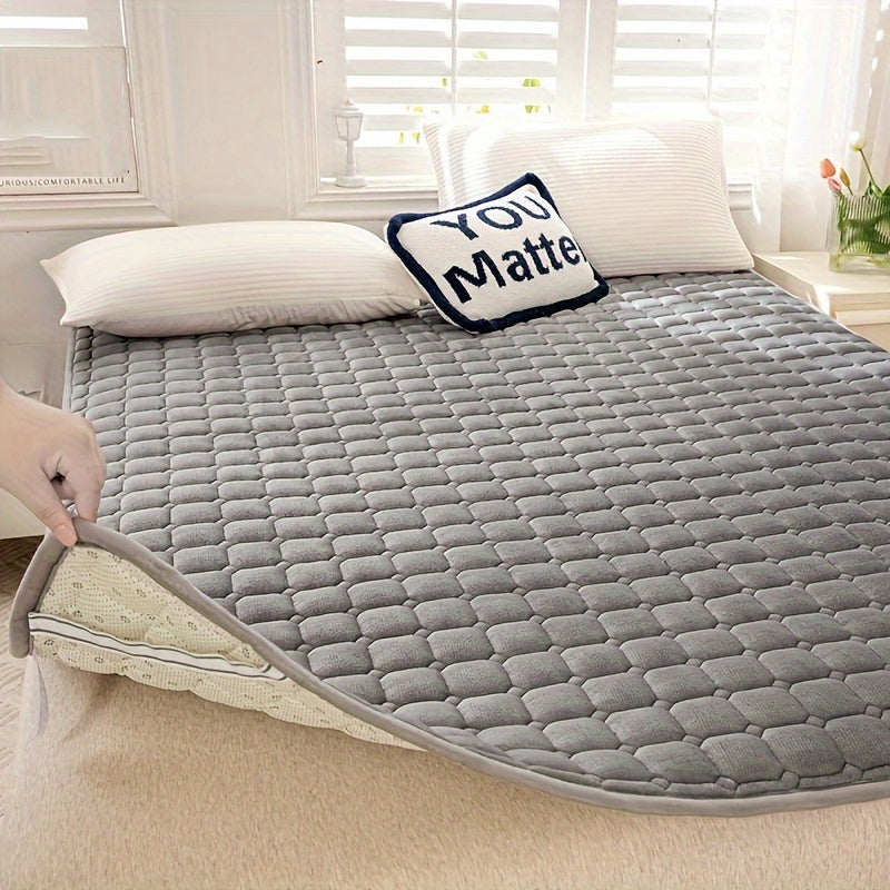 Luxuriöser einfarbiger dicker Milchvelours-Matratzenbezug - Weiche, bequeme, atmungsaktive Bettauflage für erholsamen Schlaf im Schlafzimmer, Gästezimmer, Wohnheim und Hotel