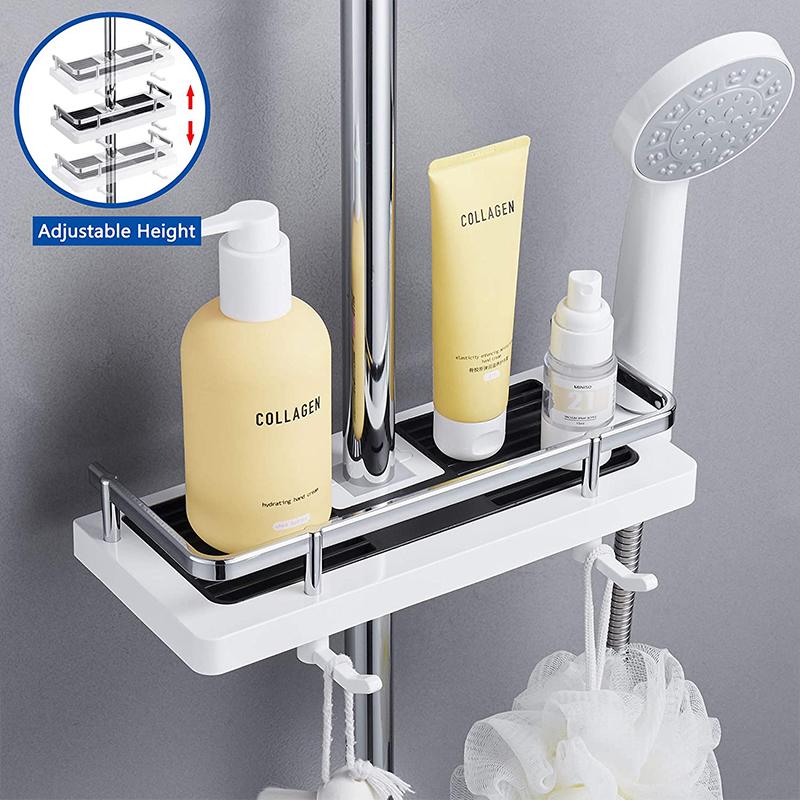 Frendorf | Badezimmer Regal Caddy für Duschstange, keine Bohrung Pol Duschaufbewahrungsregal Halter