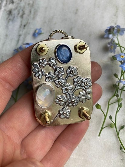 Frendorf | Mikro-Blumenpresse | Handgefertigt aus Silber & Messing | Inkl. 10 Blätter Herbarium-Papier