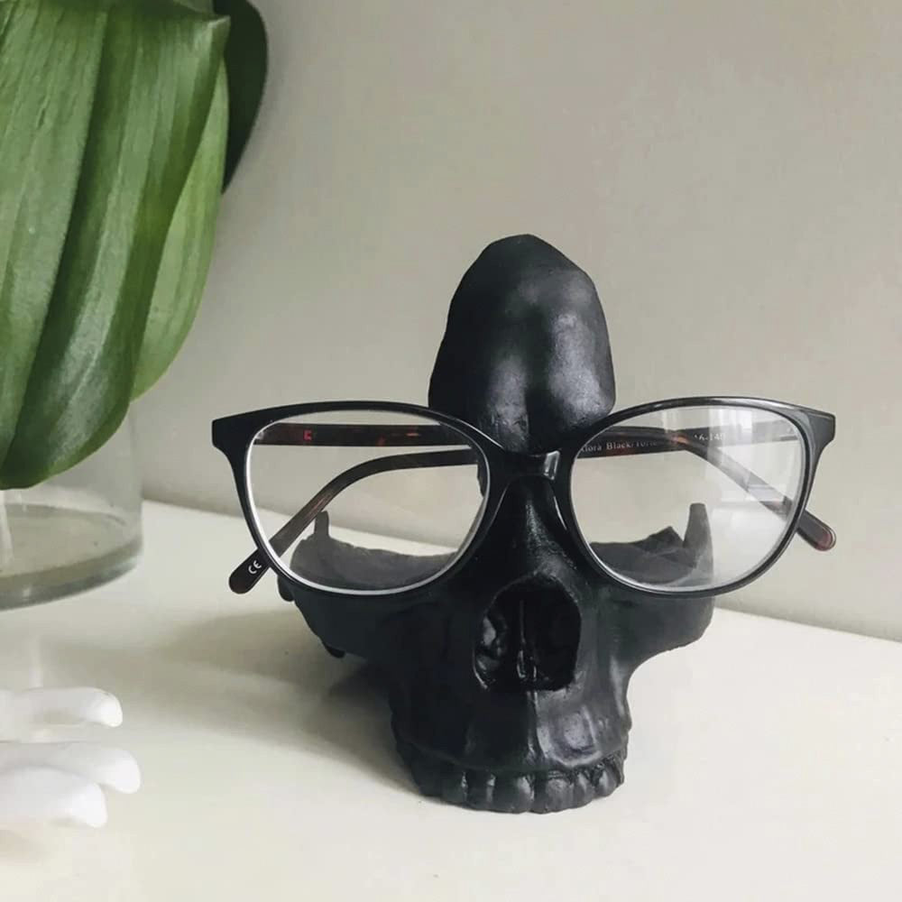 Frendorf | SkullArt Brillenhalter Schädel Statue | Gothic Stil | Deko für Zuhause | Brillenständer