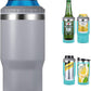 Frendorf | 4 in 1 Edelstahl Dose-/Flaschenisolator, 14Oz Zwei-Wege-Deckel SUS Isolierte Dose Kühler, Bierflaschenhalter (Schwarz)