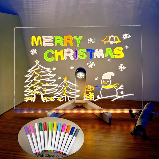 USB LED Notizboard mit 12 Farbstiften - Leuchtende Nachrichtenboard für Büro & Zuhause