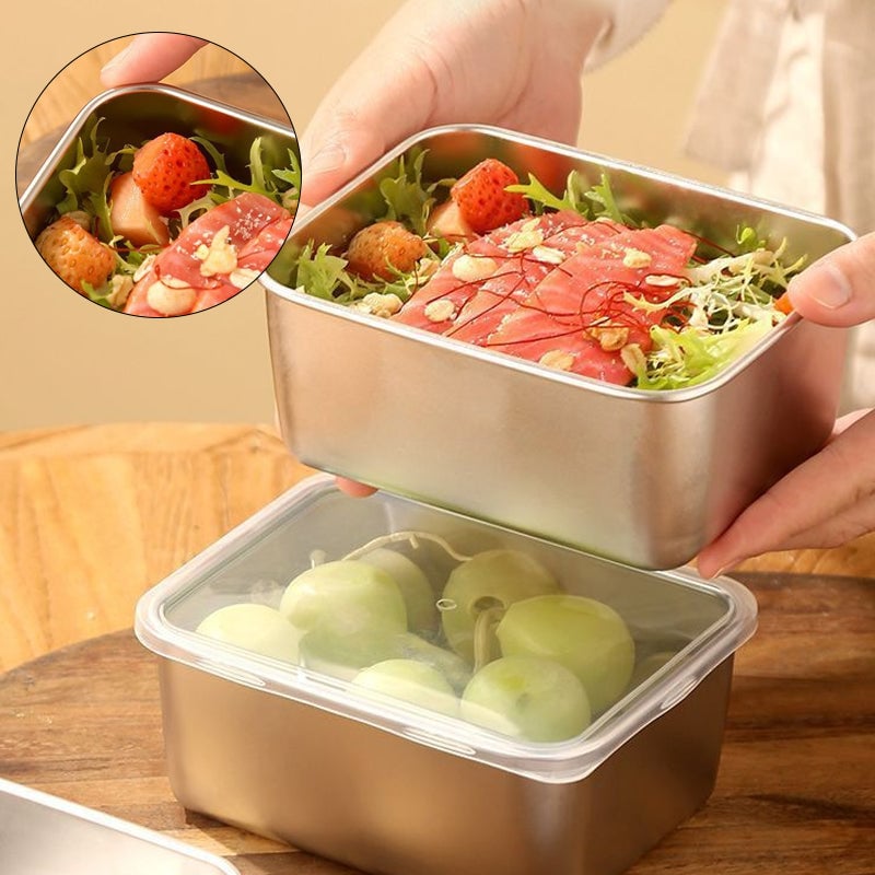 Frendorf | Edelstahl Lebensmittel Aufbewahrungsbehälter mit Deckel, Mittagessen, Snack Aufbewahrungsbox