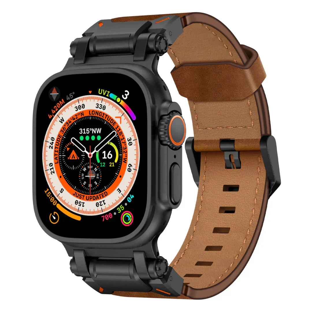 Frendorf | Neues Titan-Metallkopf-Lederarmband für die Apple Watch