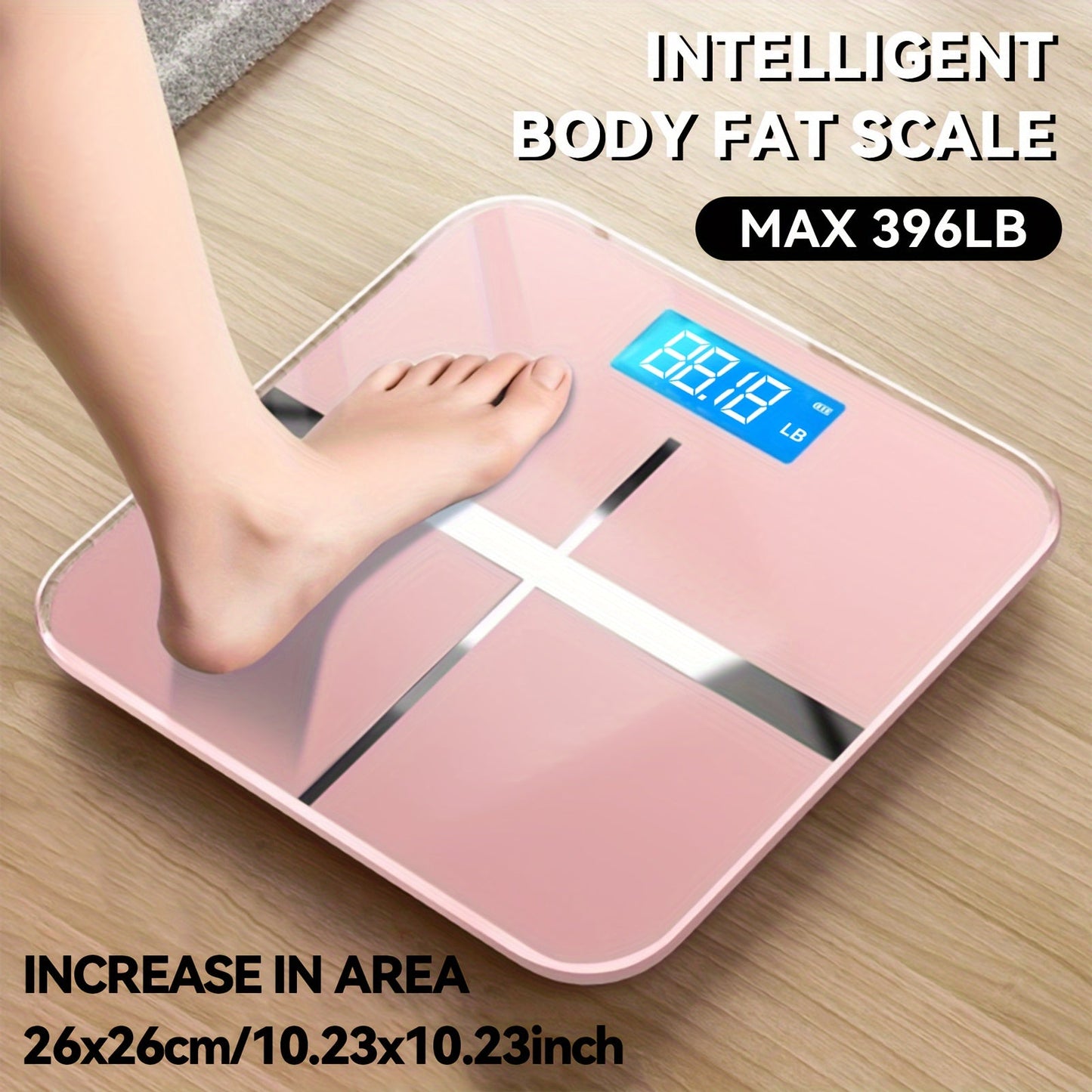 Badezimmer Digitale Personenwaage – Extra Breite Plattform, Hohe Kapazität 390 lbs, Genau und Sicher mit Großen Zahlen, Einfach Ablesbares Beleuchtet LCD-Display