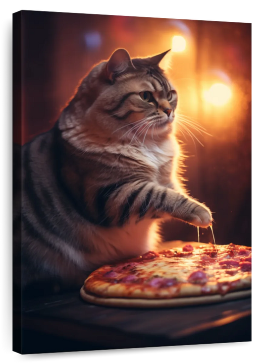 Frendorf | Lustige Katze Pepperoni Pizza Wandkunst