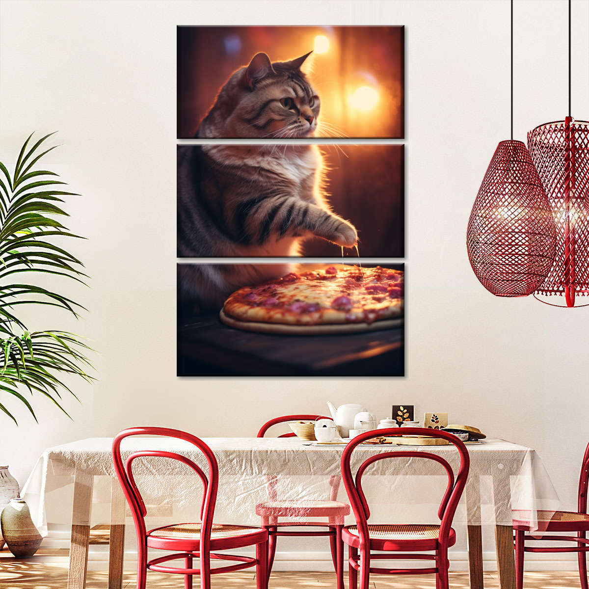 Frendorf | Lustige Katze Pepperoni Pizza Wandkunst