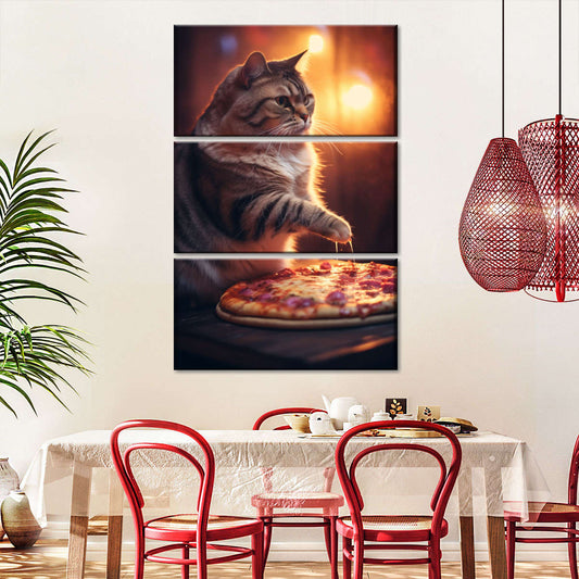 Frendorf | Lustige Katze Pepperoni Pizza Wandkunst