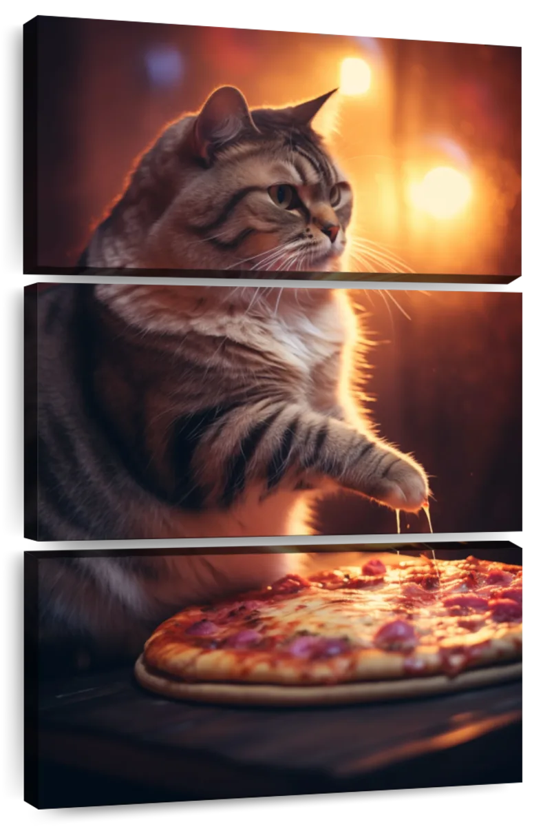 Frendorf | Lustige Katze Pepperoni Pizza Wandkunst
