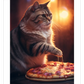 Frendorf | Lustige Katze Pepperoni Pizza Wandkunst