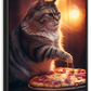 Frendorf | Lustige Katze Pepperoni Pizza Wandkunst