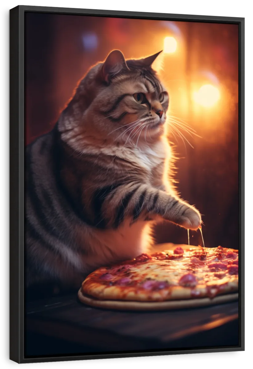 Frendorf | Lustige Katze Pepperoni Pizza Wandkunst