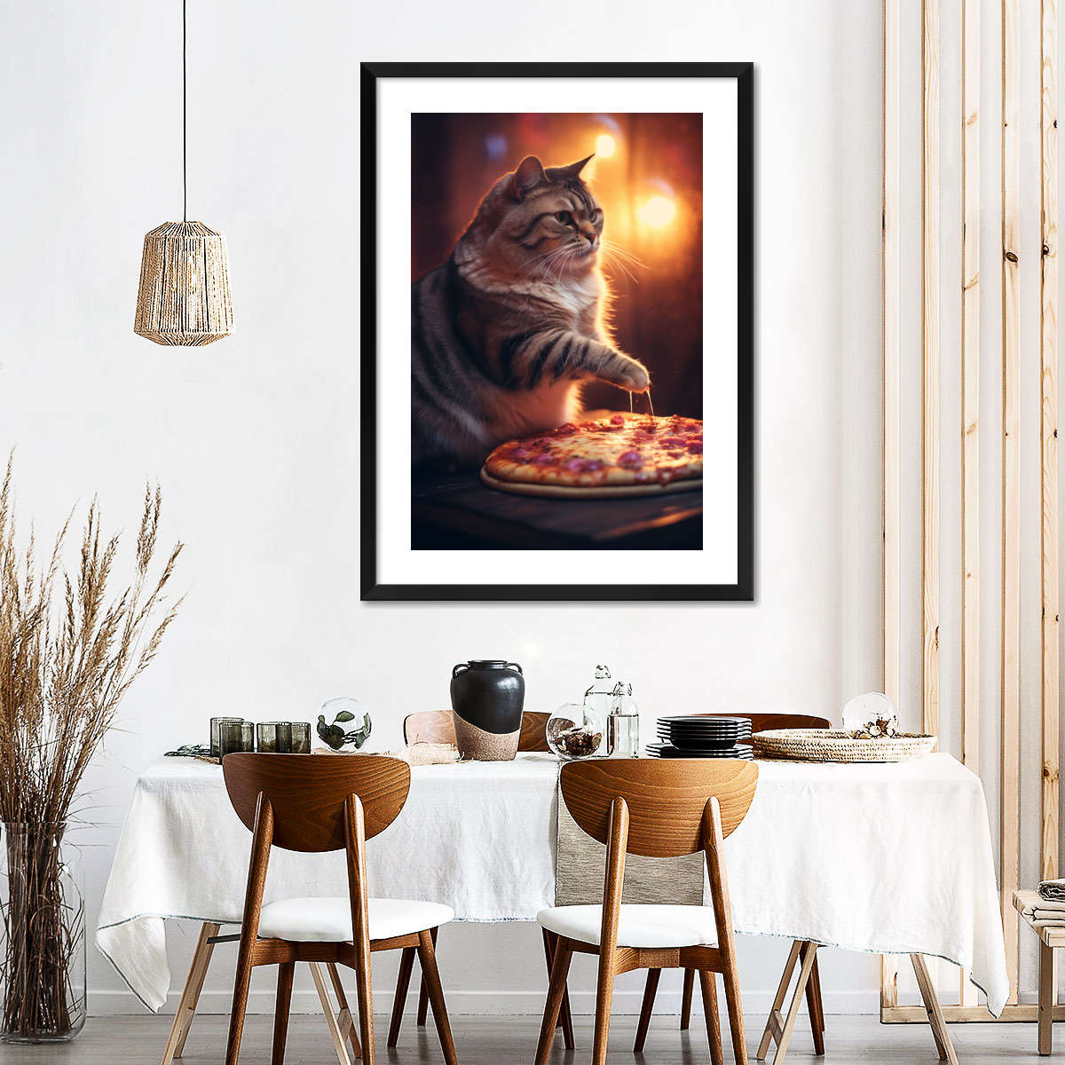 Frendorf | Lustige Katze Pepperoni Pizza Wandkunst