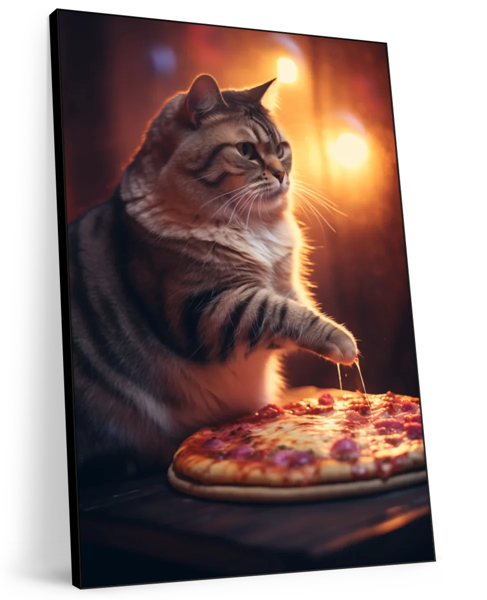 Frendorf | Lustige Katze Pepperoni Pizza Wandkunst