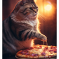Frendorf | Lustige Katze Pepperoni Pizza Wandkunst