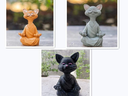 Verspielt Schwarze Buddha Katze Figur Meditation Yoga Sammlerstück Glückliche Katzen Dekor Zuhause Garten Dekoration Gartenornament